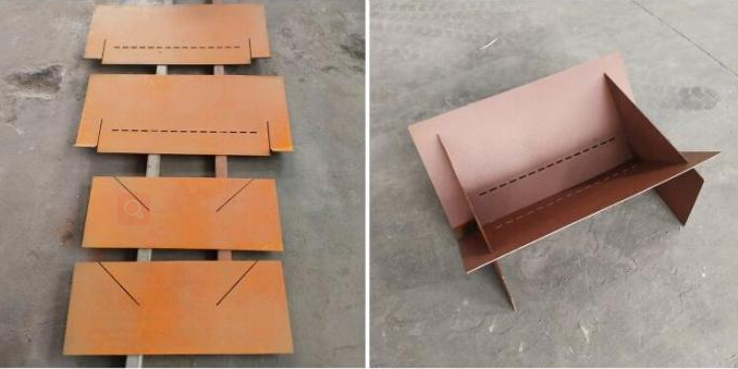 Яма огня Corten портативного на открытом воздухе деревянного горящего квадрата геометрическая стальная
