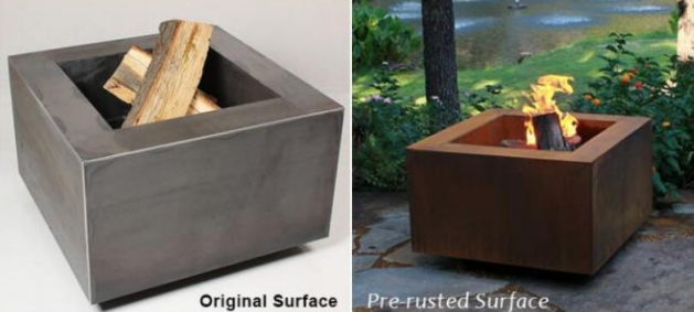 подогревателя сада формы 60cm таблица ямы огня Corten квадратного современного ржавого на открытом воздухе