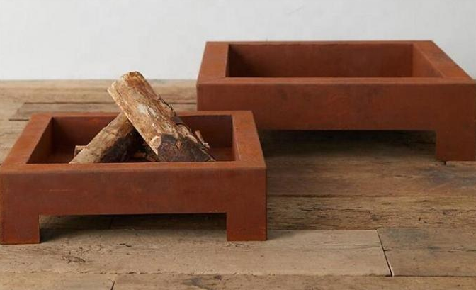 На открытом воздухе нагревая таблица ямы огня Corten квадрата стальная деревянная горящая