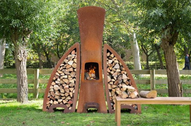 Хранение камина и журнала Corten дизайна Tendu стальное на открытом воздухе для задворк