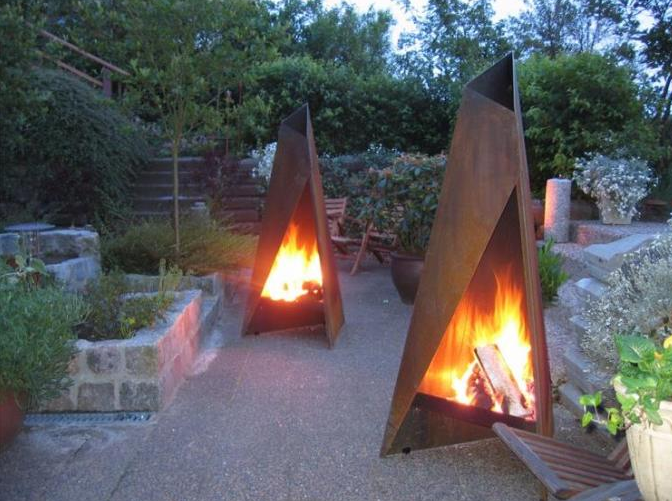 Freestanding 120cm современный на открытом воздухе камин геометрическое Corten стальное Chimenea