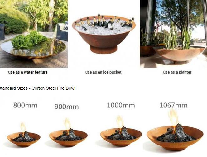 Многофункциональная древесина горя яму огня 80cm Corten стальные и шар воды
