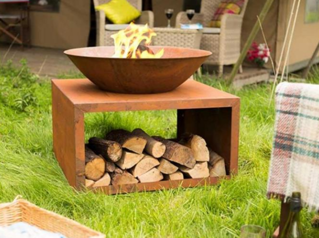 Шар огня Corten открытого сада современный ржавый стальной с хранением журнала