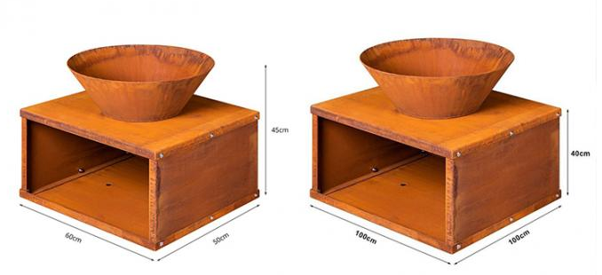Шар огня Corten открытого сада современный ржавый стальной с хранением журнала