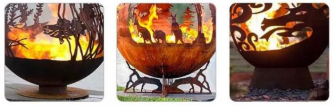 сфера ямы огня Corten темы бабочки подогревателя патио диаметра 90cm стальная