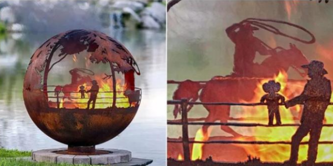 лазер украшения 800cm режа шарики ямы огня Corten стальные на открытом воздухе