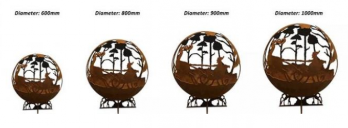 лазер украшения 800cm режа шарики ямы огня Corten стальные на открытом воздухе