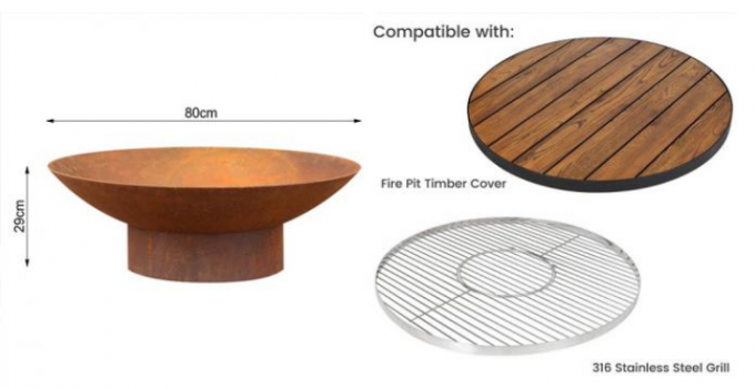 шар горелки ямы огня Corten костра ржавчины подогревателя 80cm на открытом воздухе располагаясь лагерем стальной