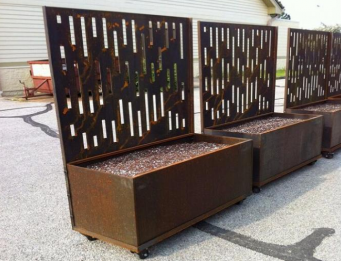 Большие прямоугольные панель Corten стальные декоративные и коробка плантатора для сада