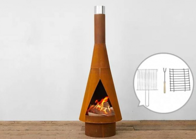 Обелиск Chiminea Corten на открытом воздухе деревянного горящего камина деревенский стальной двинутый под углом