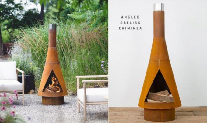 Обелиск Chiminea Corten на открытом воздухе деревянного горящего камина деревенский стальной двинутый под углом
