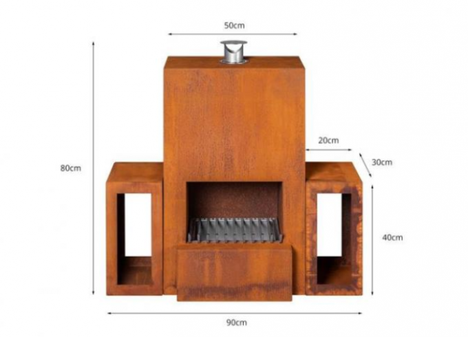 Изготовленная на заказ на открытом воздухе Freestanding древесина горя Corten стальное Firepit с деревянным хранением