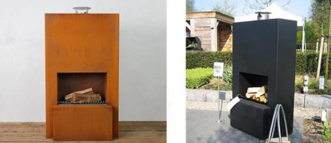 Изготовленная на заказ на открытом воздухе Freestanding древесина горя Corten стальное Firepit с деревянным хранением
