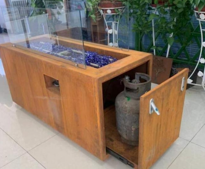 Спрятанная прямоугольником таблица ямы огня газа Corten танка LP стальная для задворк