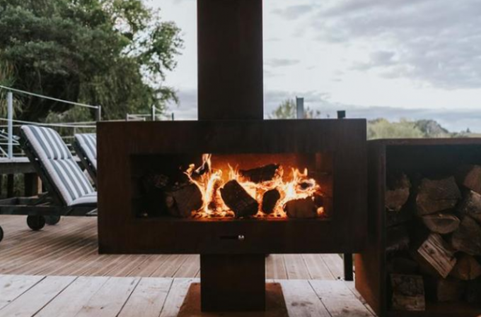 Плита Corten Freestanding камина металла сада на открытом воздухе стальная деревянная горящая