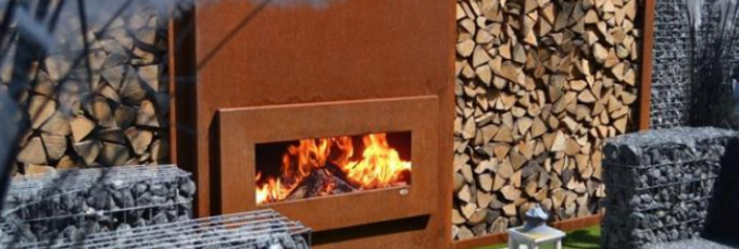 Плита Corten Freestanding камина металла сада на открытом воздухе стальная деревянная горящая