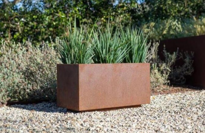Плантатор ринва прямоугольника Corten на открытом воздухе длинной коробки плантатора прямоугольника металла стальной