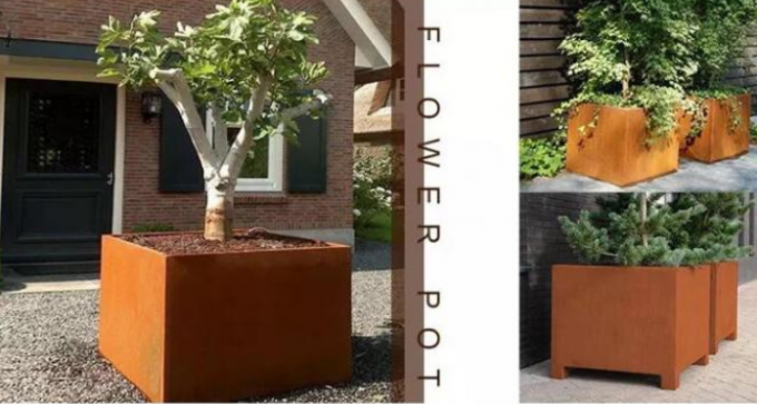 Коробки плантатора цветка Corten большого квадрата баков сада металла ржавого стальные