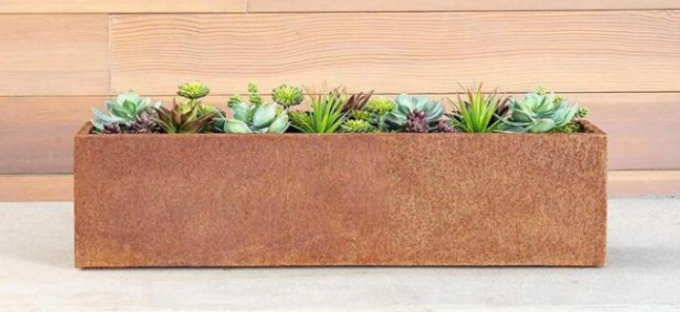 Плантатор прямоугольника Corten современной коробки ринва металла баков сада длинной стальной