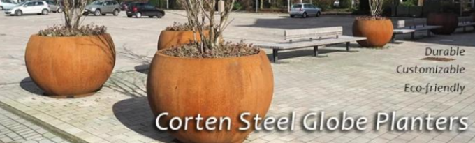 Баки плантатора дерева глобуса Corten на открытом воздухе геометрических сфер стальные для Streetscape