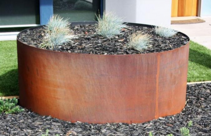 Баки сада цилиндра Corten декоративных плантаторов цветка металла круговых стальные