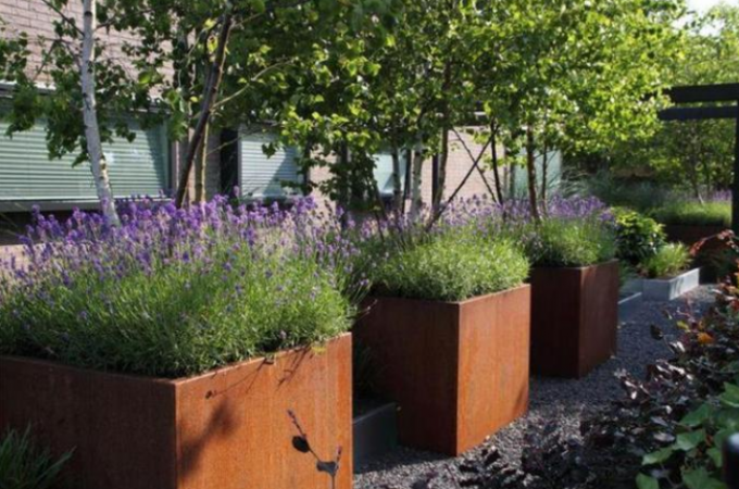 Плантатор Corten современного размера куба бака сада металла стальной квадратный с отверстиями дренажа
