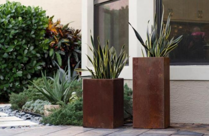 Плантатор столбца Corten анти- башни дизайна куба классики корозии высокорослой стальной