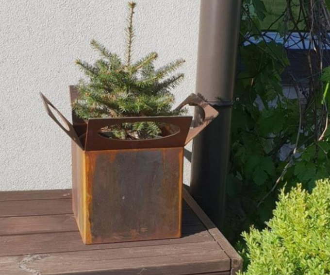 Бак плантаторов цветка Corten естественного ржавого цвета умный стальной с отверстиями стока