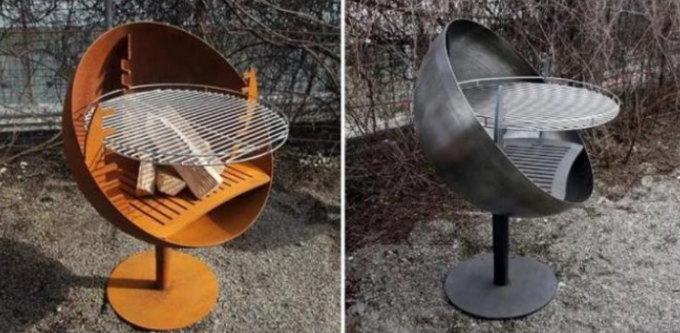 Подгонянный шар огня Corten финиша мельницы ротатабельный стальной на открытом воздухе с решеткой гриля