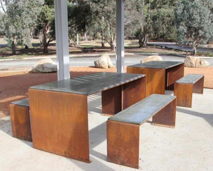 Скамейка в парке высоты 40cm на открытом воздухе ржавая красная Corten стальная с табуреткой Optinal