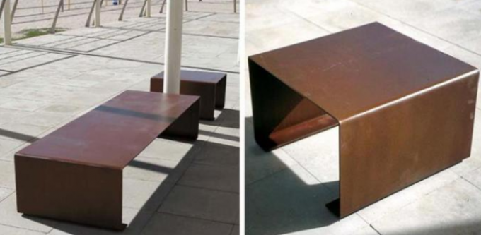 Скамейка в парке высоты 40cm на открытом воздухе ржавая красная Corten стальная с табуреткой Optinal