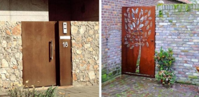 Лазер сада виллы ржавый отрезал ржавый главный вход Corten стальной с ручкой и замком