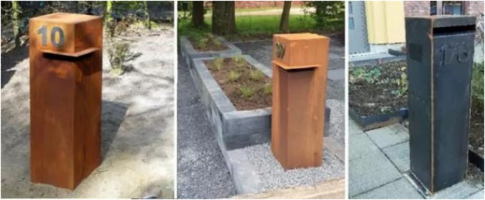 Коробка письма столба Corten жилой коробки падения металла Curbside деревенской стальная