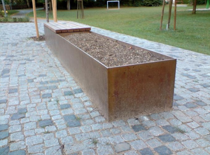 На открытом воздухе благоустраивая Суд плантатора Corten ринва металла прямоугольный стальной