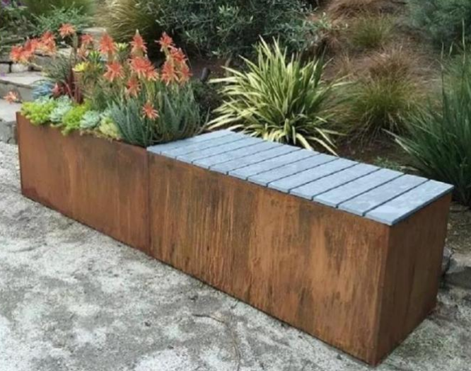 На открытом воздухе благоустраивая Суд плантатора Corten ринва металла прямоугольный стальной