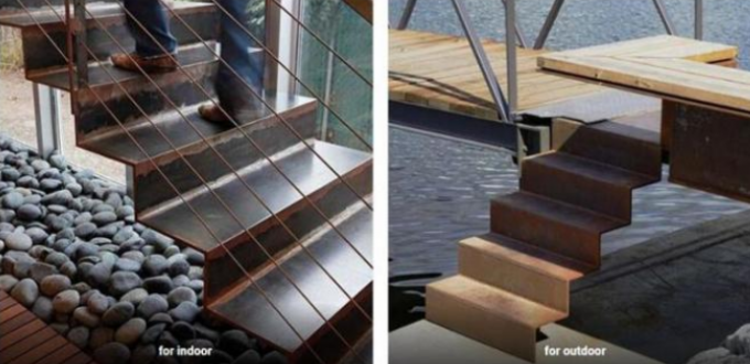 Архитектурноакустическая сталь Corten лестницы Origami конструкций шагает спиральные лестницы