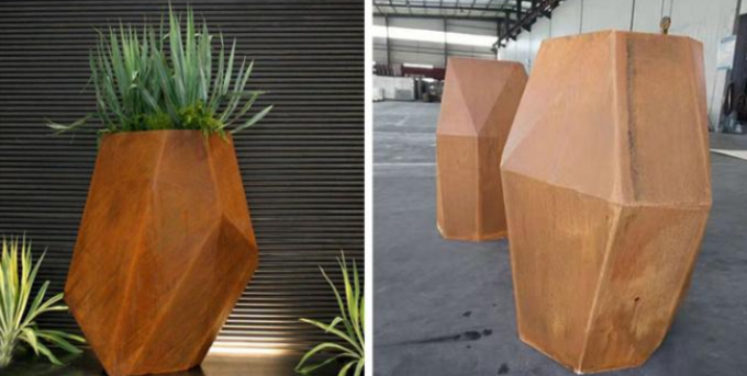 Цветочный горшок Corten крытого и на открытом воздухе плантатора металла геометрического стальной шестиугольный
