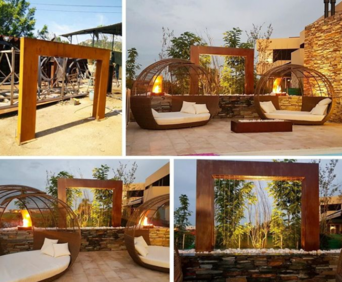 Особенность воды сада Corten современного на открытом воздухе фонтана ржавая стальная
