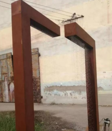 Современный двойник l фонтан дизайна Corten особенности воды металла стальной