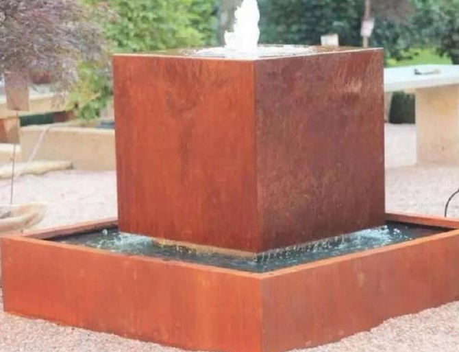 Блока воды сада особенность воды Corten декоративного кубического стальная плавая