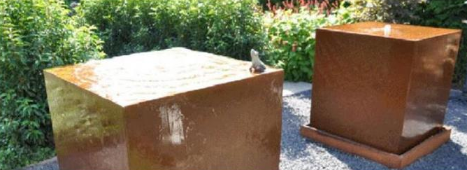 Блока воды сада особенность воды Corten декоративного кубического стальная плавая