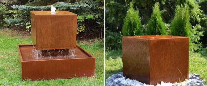 Блока воды сада особенность воды Corten декоративного кубического стальная плавая