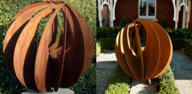 Дизайна сферы сада скульптура Corten деревенского стальная большая на открытом воздухе для ландшафта