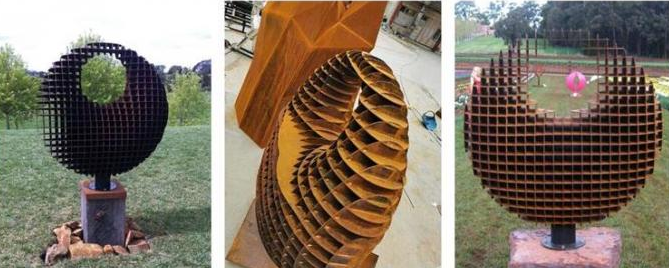 Скульптура искусства металла Corten на открытом воздухе деревенского современного кольца конспекта большого стальная