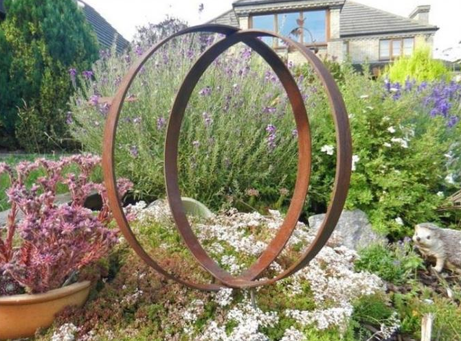 Скульптура обруча кольца сада Corten большого деревенского искусства сада круга кольца металла стальная