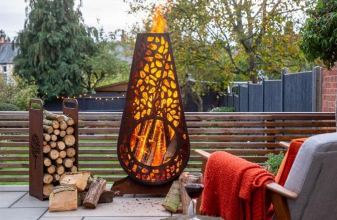 Камин Colonna деревянной горящей стали Corten на открытом воздухе для ландшафта сада
