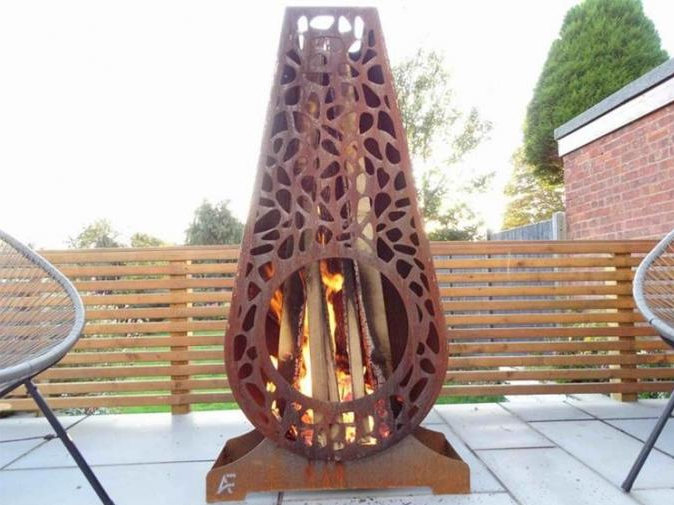 Камин Colonna деревянной горящей стали Corten на открытом воздухе для ландшафта сада
