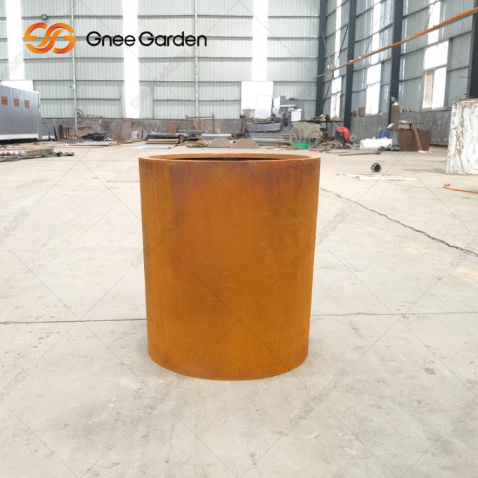 Коробки плантатора металла цветочных горшков Corten на открытом воздухе круга задворк стальные