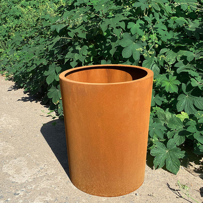 Коробки плантатора металла цветочных горшков Corten на открытом воздухе круга задворк стальные