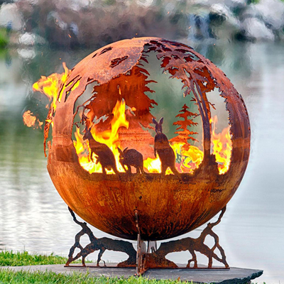 Handcrafted толстая сфер шара ямы и воды огня 100cm Corten стальных сформировала